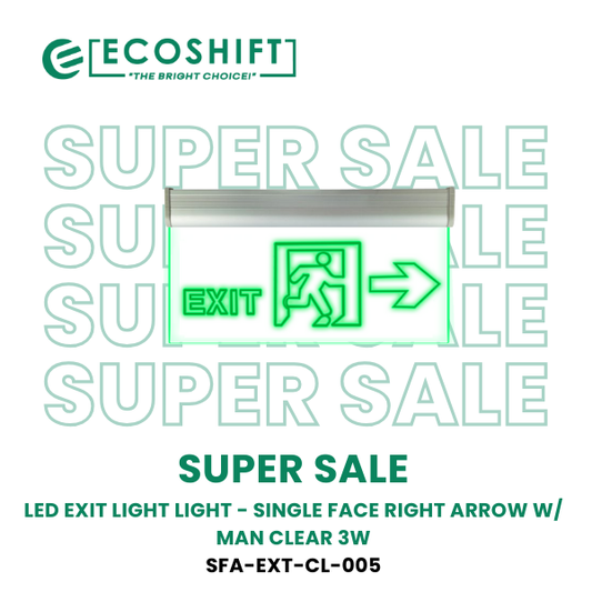 Super Sale LED Exit Light Clear Acrylic Man with Arrow Single Face