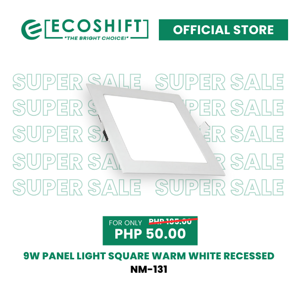 Super Sale 9W Panel Light Square Warm White Recessed