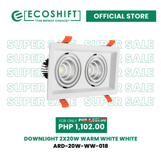 Super Sale Downlight COB Type 2x20W Warmwhite - white cover