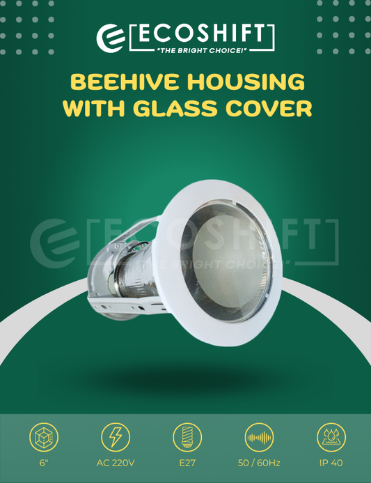Beehive Housing 6" Recessed Type with Glass Cover