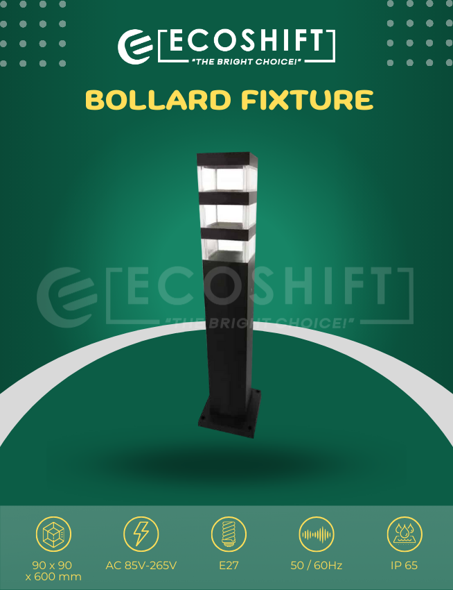 Bollard Fixture Square Black 60cm