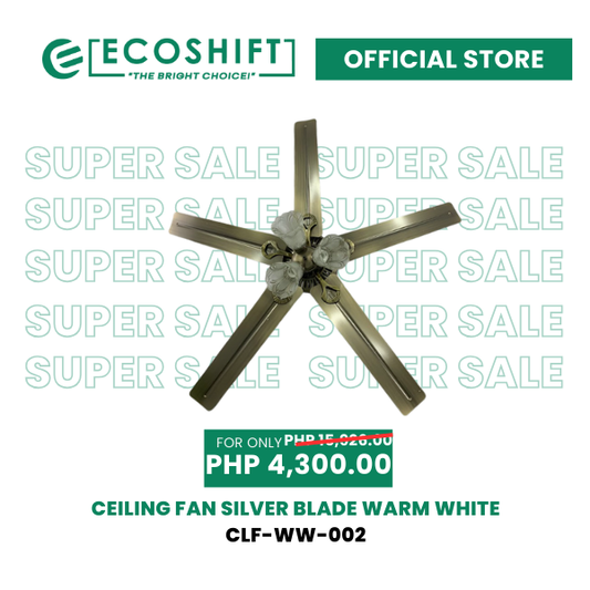 Super Sale Ceiling Fan Silver Blade Warm White