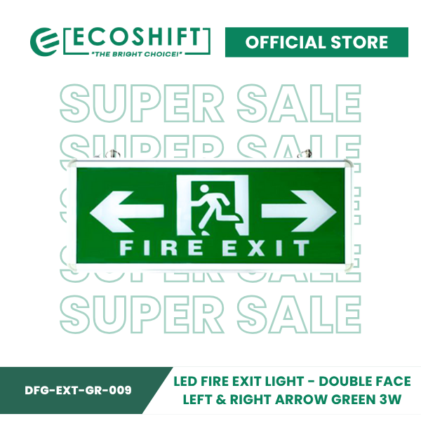 Super Sale LED Fire Exit Light 3W Green Left and Right Single Face | Double Face