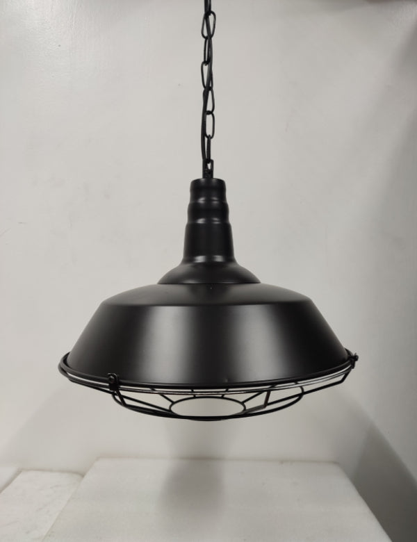 Industrial Pendant Light Solid Black and White Cage Ecoshift Shopify