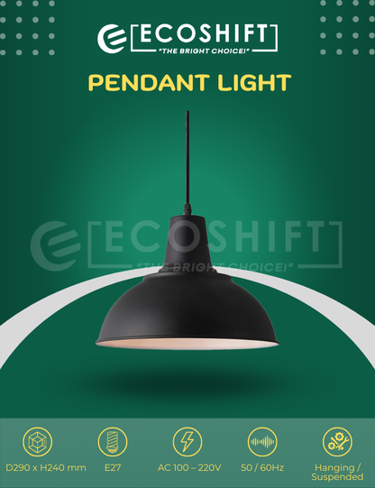 Industrial Pendant Light Black Shaded Dome