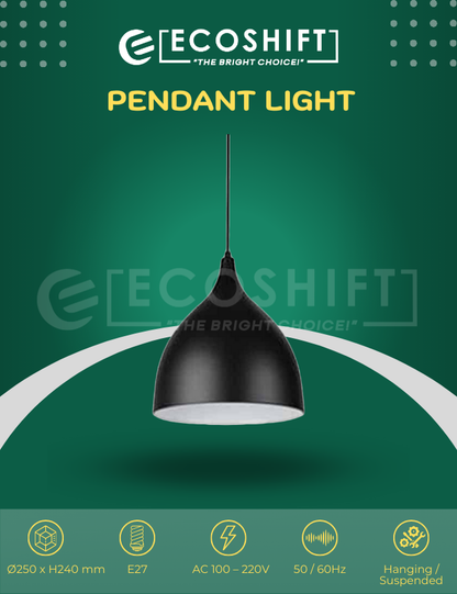 Industrial Pendant Light Black Shaded Bell