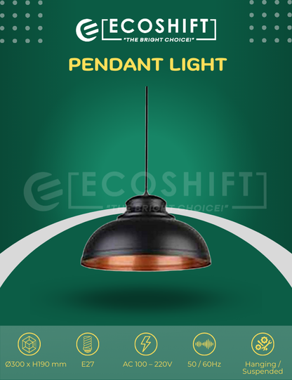 Industrial Pendant Light Black Shaded Dome