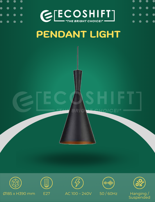 Industrial Pendant Light Vintage Black Cone