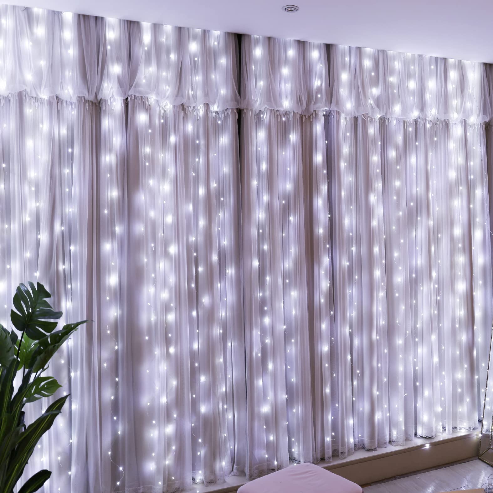 Curtain store lights white