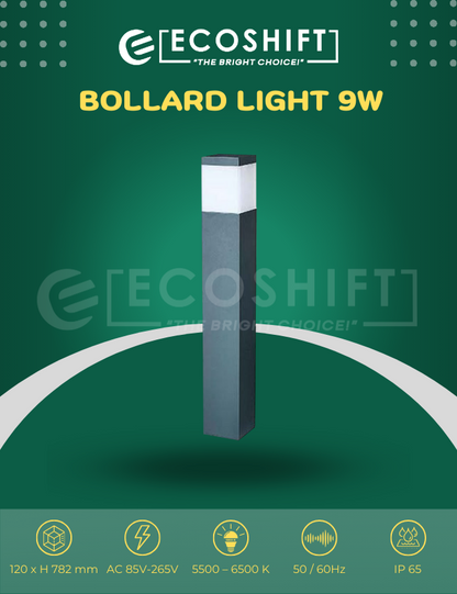 LED Bollard Light 9W Square Daylight 80cm