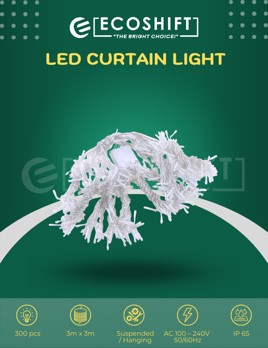 LED Curtain Light (300pcs LED) 3mx3m Daylight / Warm White / Green