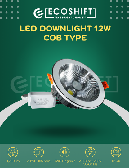 LED Downlight 12 Watts COB Type High Performance Lighting Ecoshift Shopify