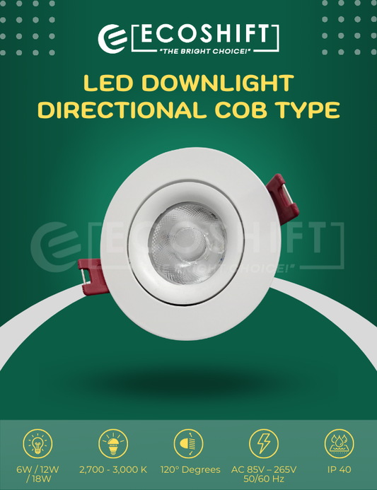 LED Downlight 6W 12W 18W Directional Recessed Type