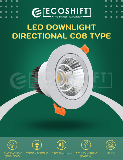 LED Downlight Premium 5W 7W 12W 20W 30W Directional COB Type