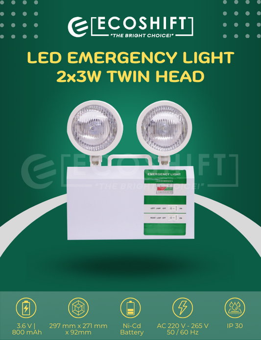 LED Emergency Light Twin Head – Mickey Type