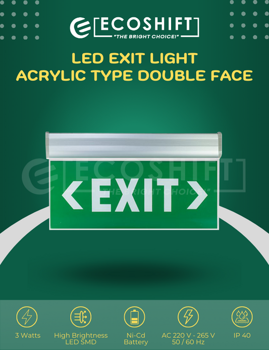 LED Exit Light Acrylic Double Face Left/Right