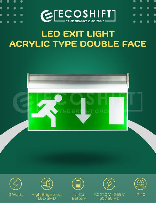 LED Exit Light Acrylic Down Arrow Double Face