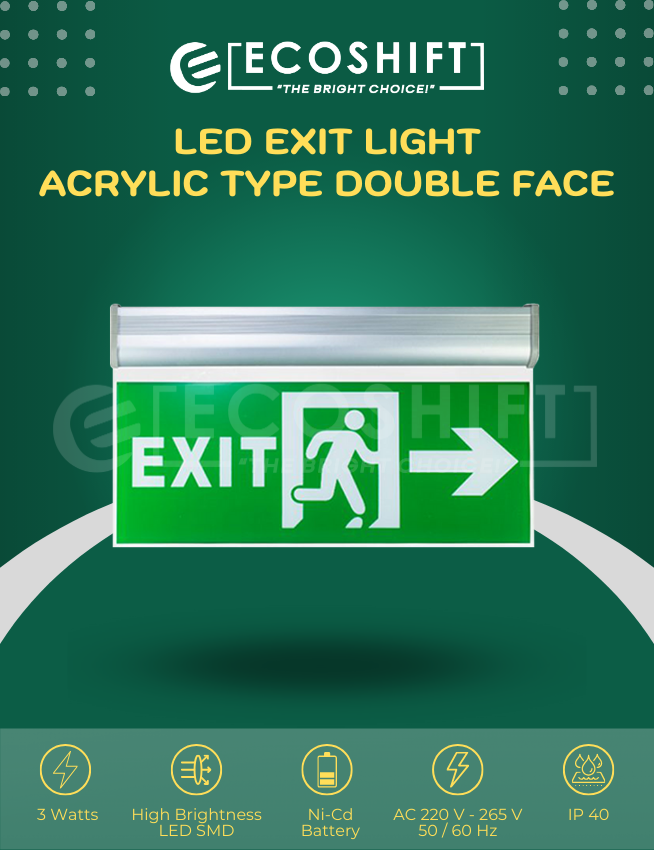 LED Exit Light Acrylic Left or Right Arrow with Man Double Face ...