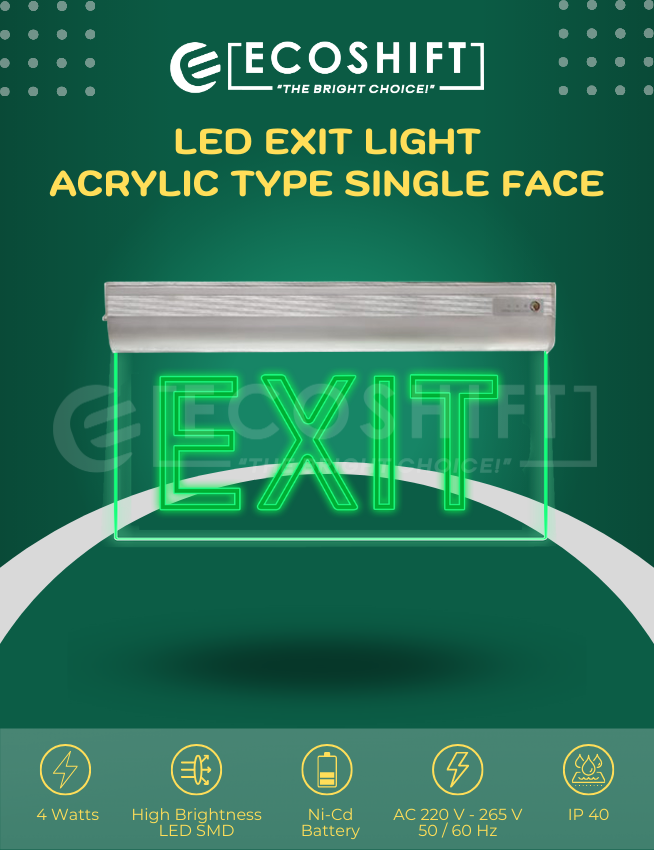 LED Exit Light Clear Single Face Acrylic Type – Ecoshift Shopify