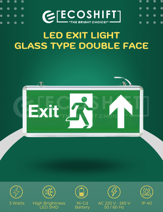 LED Exit Light Glass Arrow Up Double Face