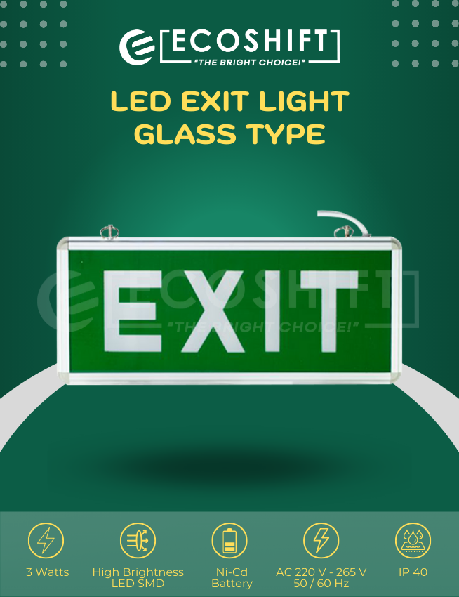 LED Exit Light Glass Exit Word Single Face / Double Face