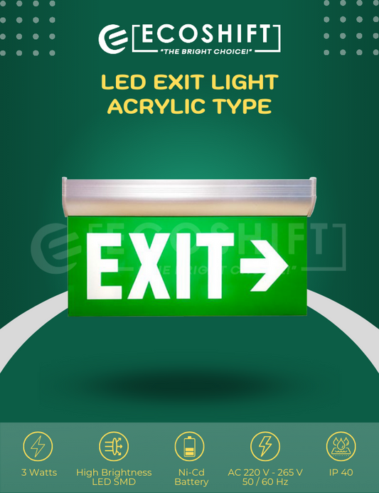 LED Exit Light Right Arrow Single Face / Double Face