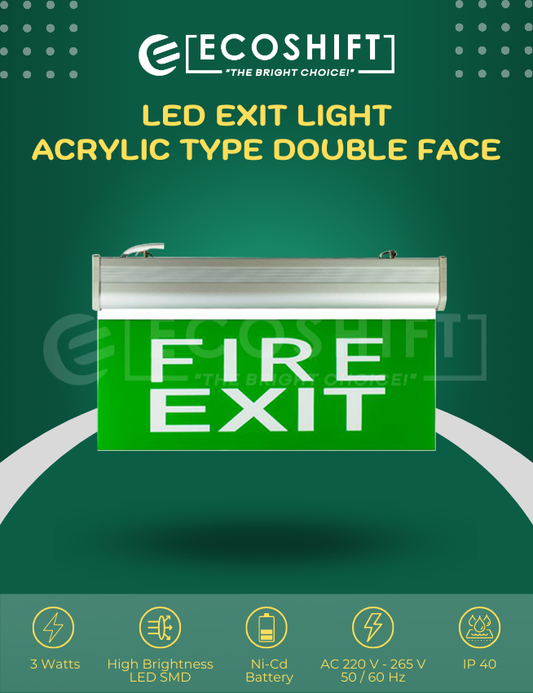 LED Fire Exit Light Acrylic Double Face