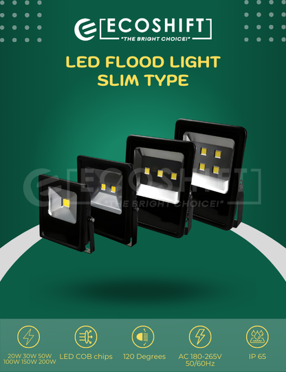 LED Flood Light 20W 30W 50W 100W 150W 200W Slim Type