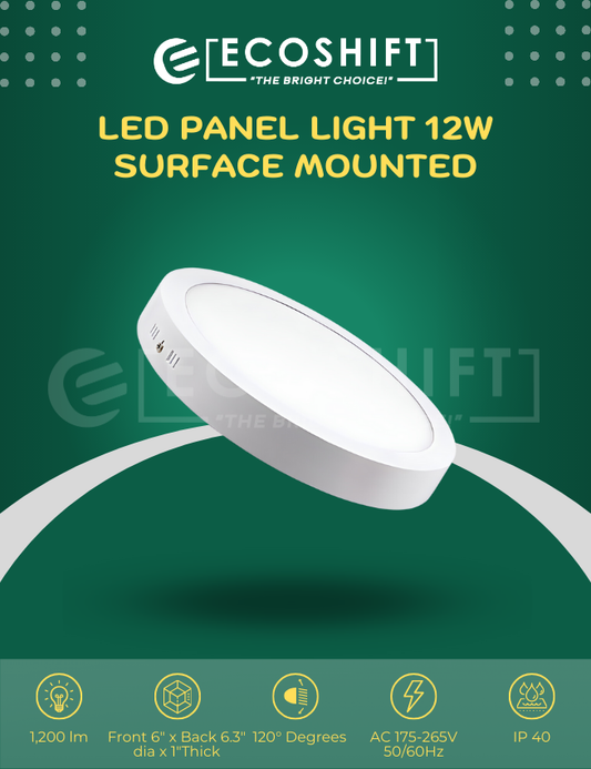 LED Panel Light 12W Surface Mounted Round