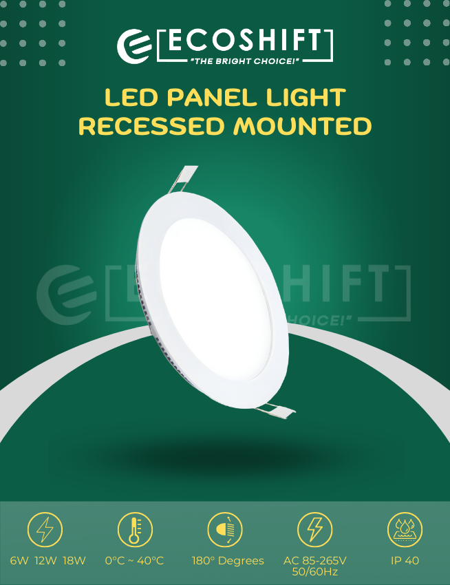 LED Panel Light 6W 12W 18W Round Recessed Type – Ecoshift Shopify