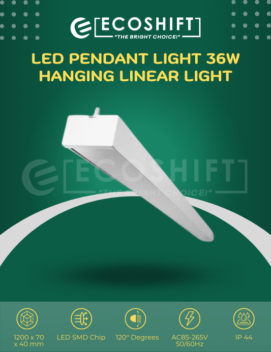 LED Pendant Light 36W White Hanging Linear Light