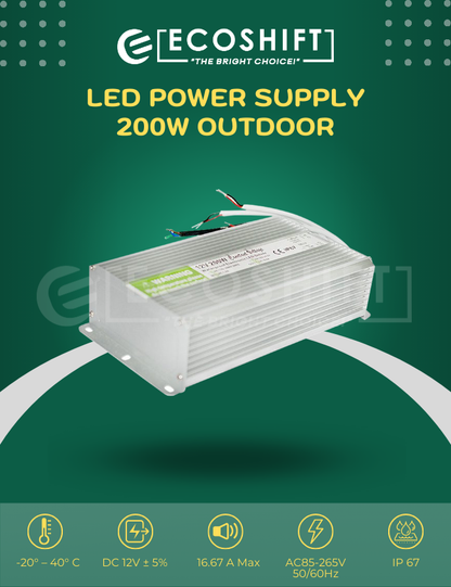 LED Power Supply 200 Watts Outdoor