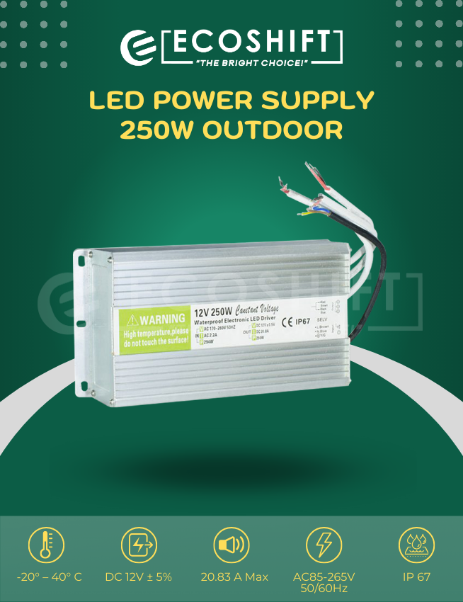 LED Power Supply 250 Watts Outdoor