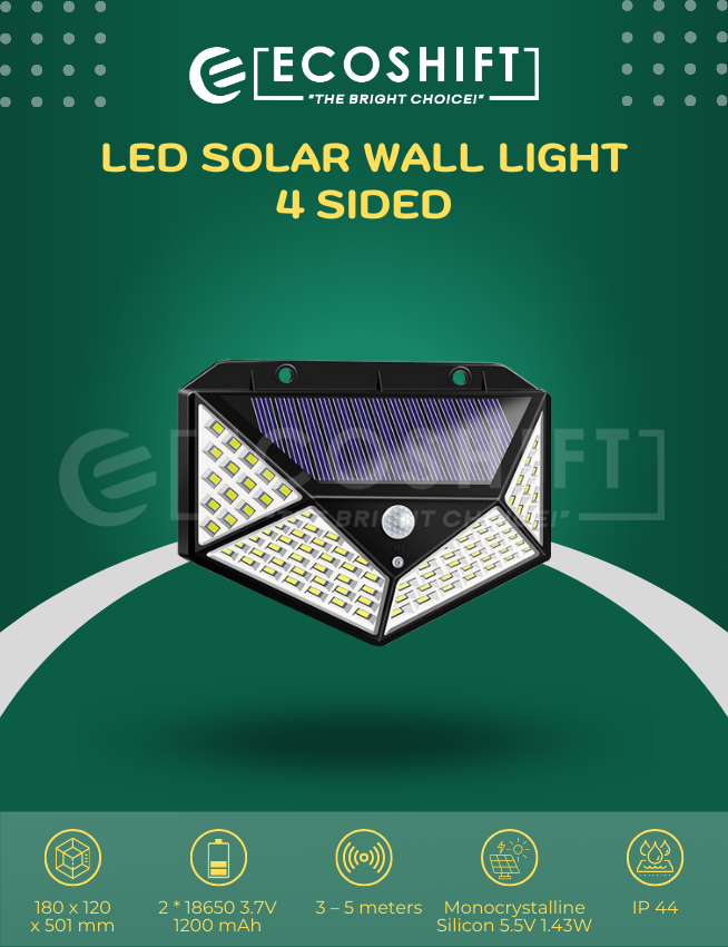 LED Solar Wall Light 4 Sided New