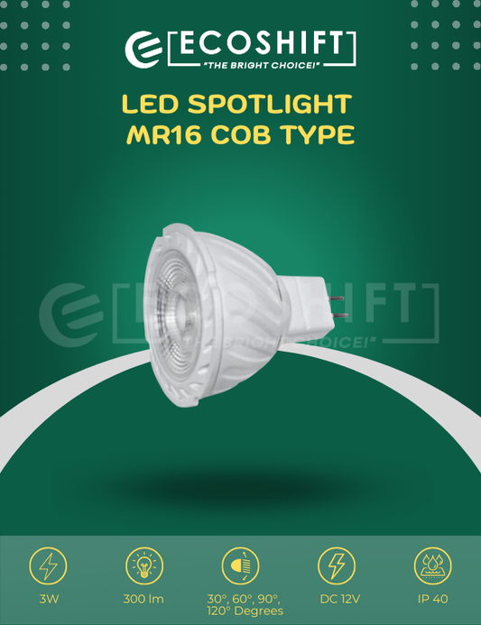 LED Spotlight 3W COB MR16 White Case