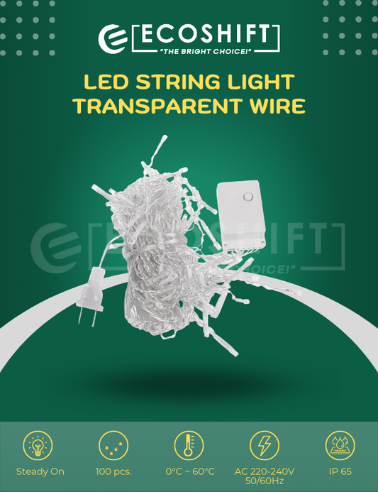 LED String Light Transparent Wire (100pcs LED) 10M Daylight / Warm White