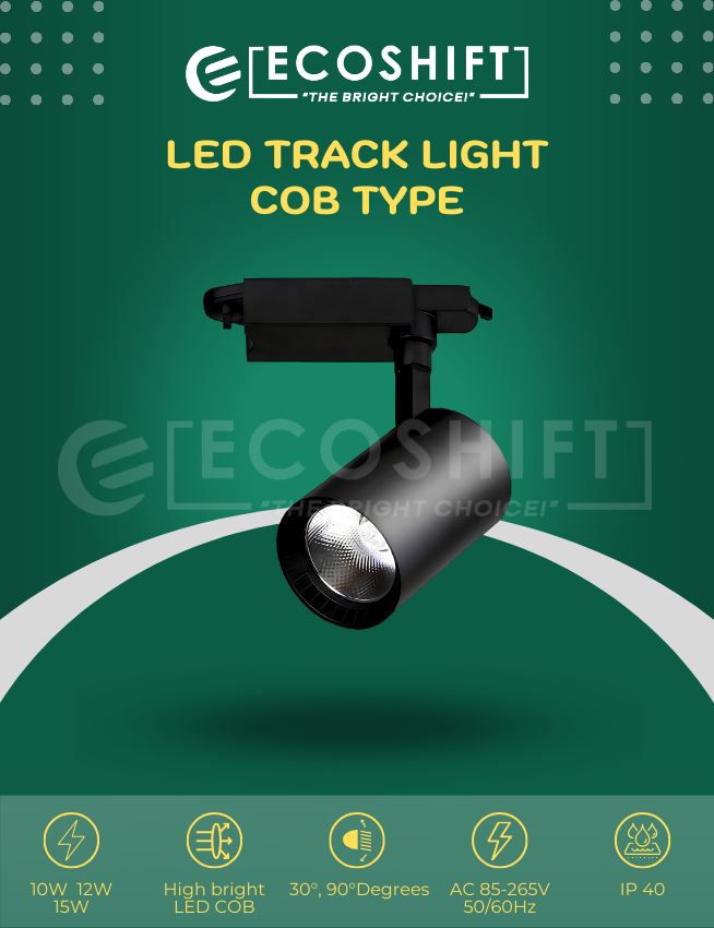 LED Track Light Economy COB Type Black Round 10W 12W 15W