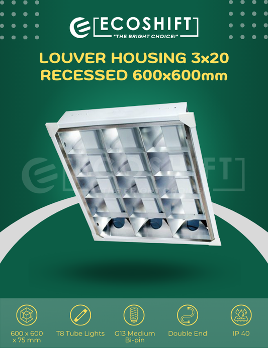 Louver Housing 3×20 Recessed 600x600mm