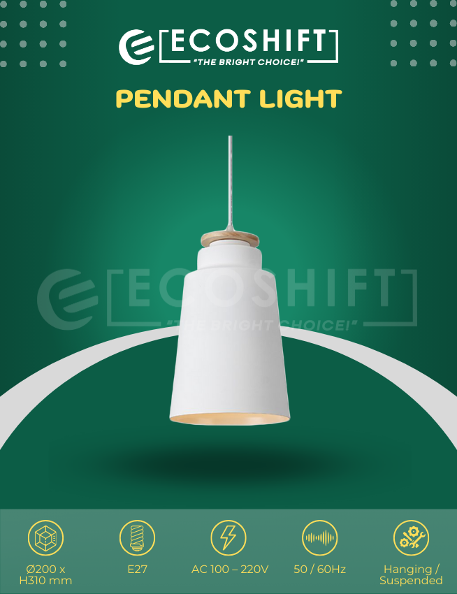 Metal Pendant Light White Cone