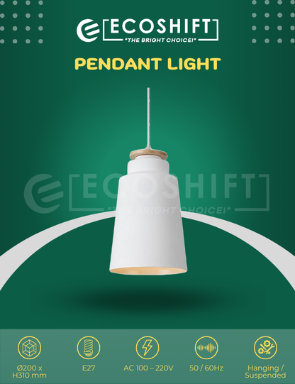 Metal Pendant Light White Cone