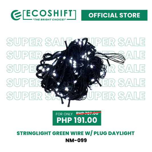 Super Sale Stringlight Green Wire w/ Plug Steady Daylight - LP