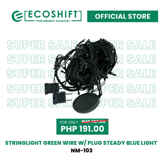 Super Sale Stringlight Green Wire w/ Plug Steady Blue Light
