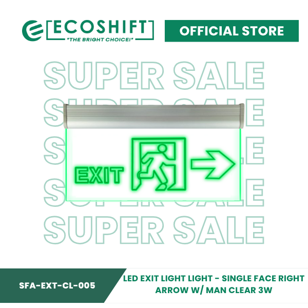 Super Sale LED Exit Light Clear Acrylic Man with Arrow Single Face