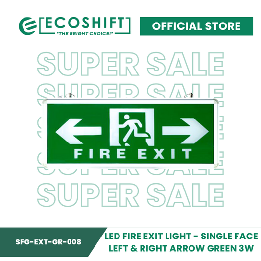 Super Sale LED Fire Exit Light 3W Green Left and Right Single Face | Double Face