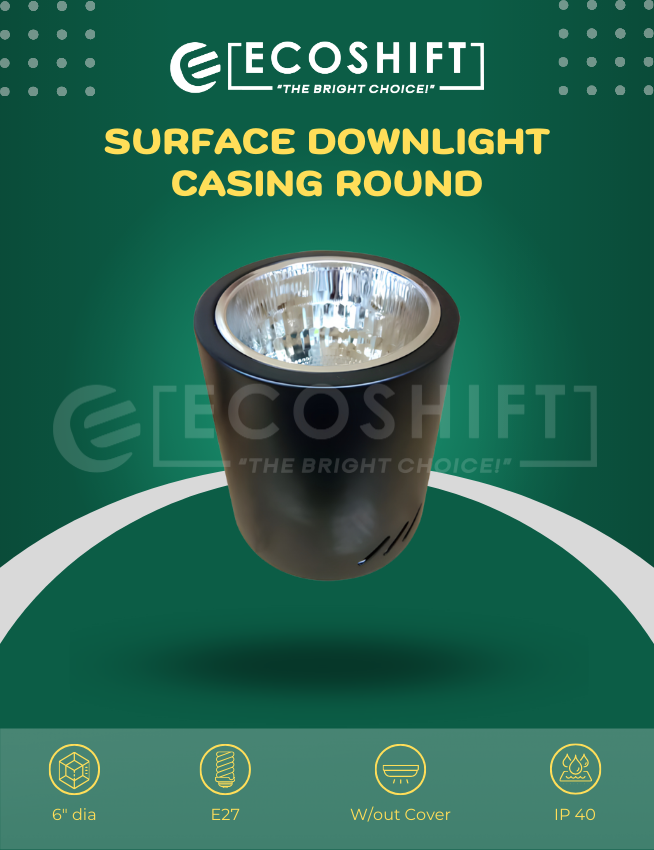 Surface Downlight Casing "6" E27 Round