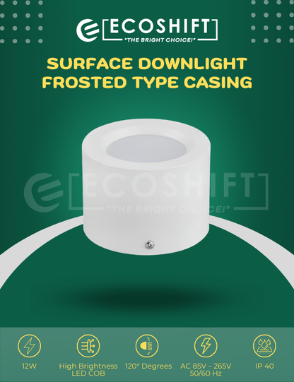 Surface Downlight Frosted Type White Casing 12W