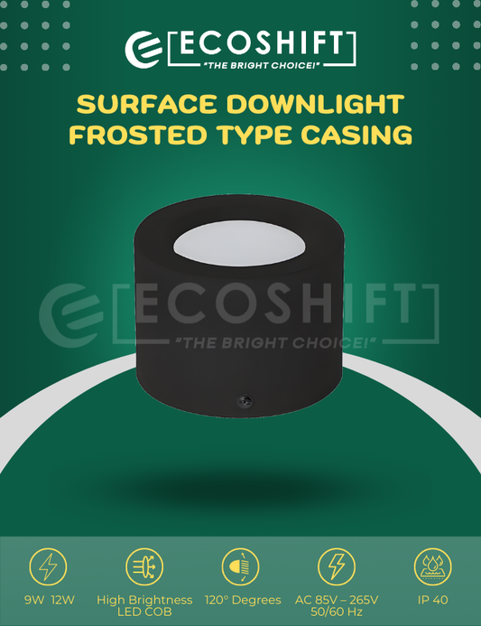 Surface Downlight Frosted Type Black Casing 9W 12W