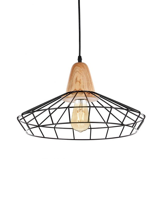Wooden Pendant Light Wider Metal Cage Ecoshift Shopify